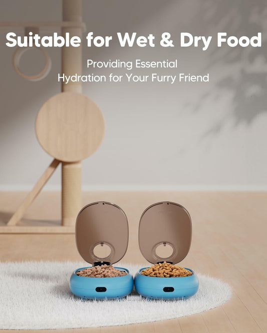 WOPET Automatic Cat Feeder 48-Hour Timer with Ice Gel Pack Yogurt Color