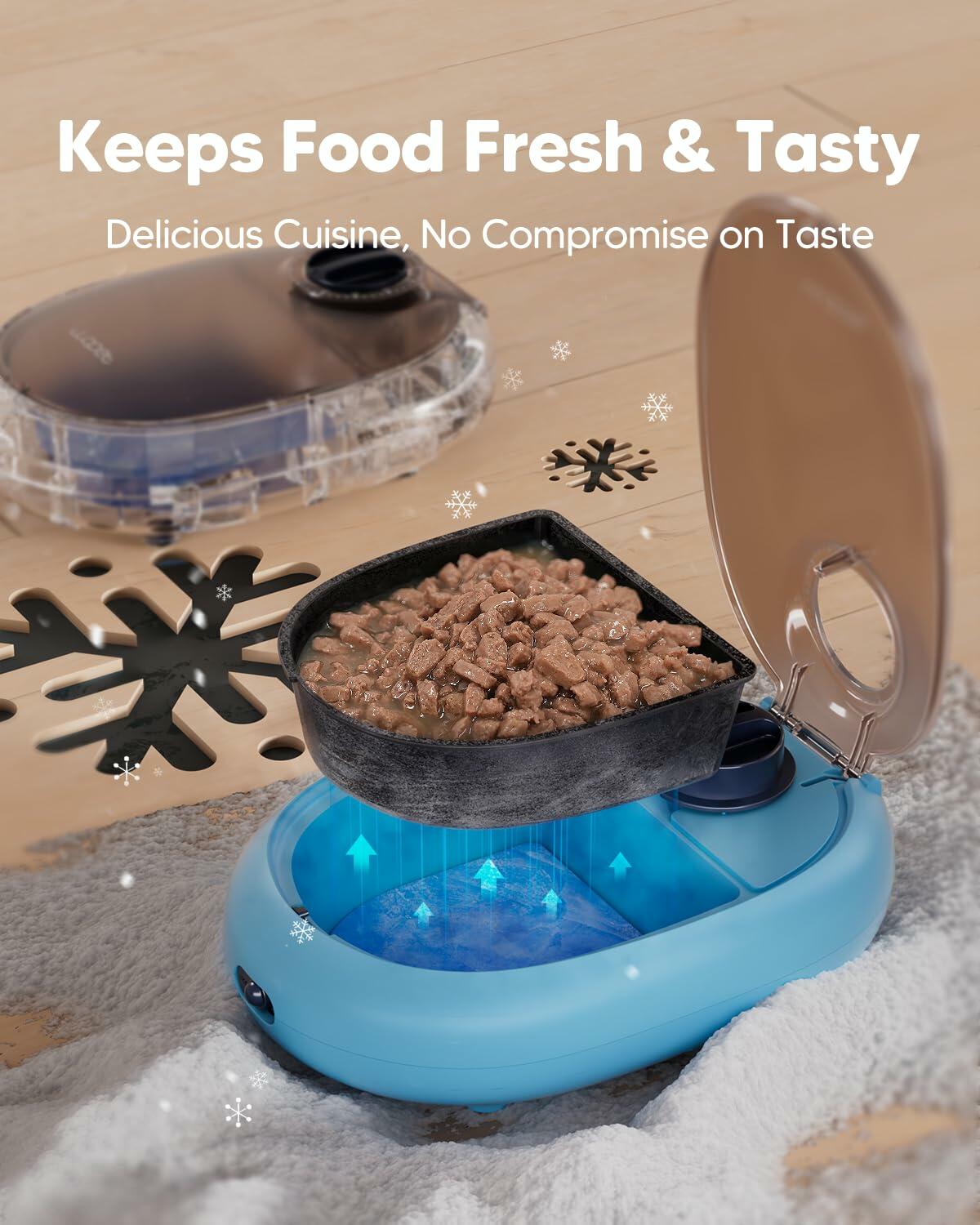 WOPET Automatic Cat Feeder 48-Hour Timer with Ice Gel Pack Yogurt Color - Purrfect Pet Kingdom