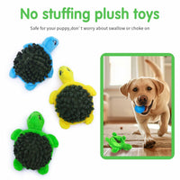 Aqezd Turtle Dog Squeaky Toy 2-in-1 Plush Rubber Core Small