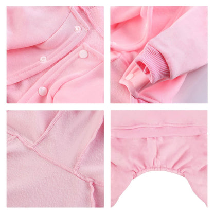 LifeWheel Pet Hoodie Fleece Jumpsuit Winter Warm Cotton Black + Pink Size S M L