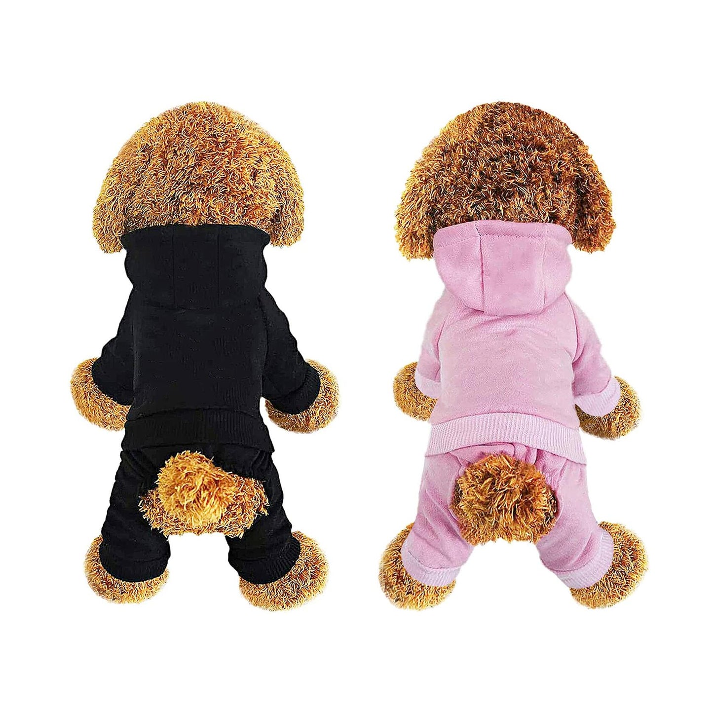 LifeWheel Pet Hoodie Fleece Jumpsuit Winter Warm Cotton Black + Pink Size S M L - Purrfect Pet Kingdom