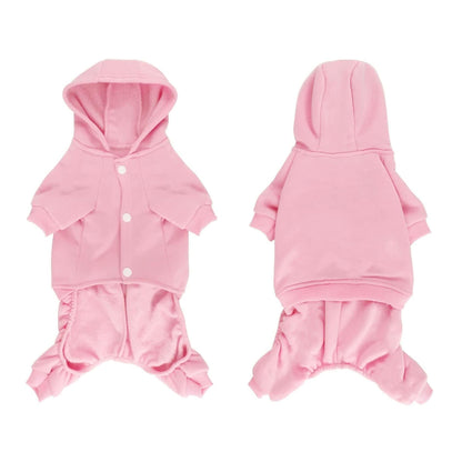 LifeWheel Pet Hoodie Fleece Jumpsuit Winter Warm Cotton Black + Pink Size S M L