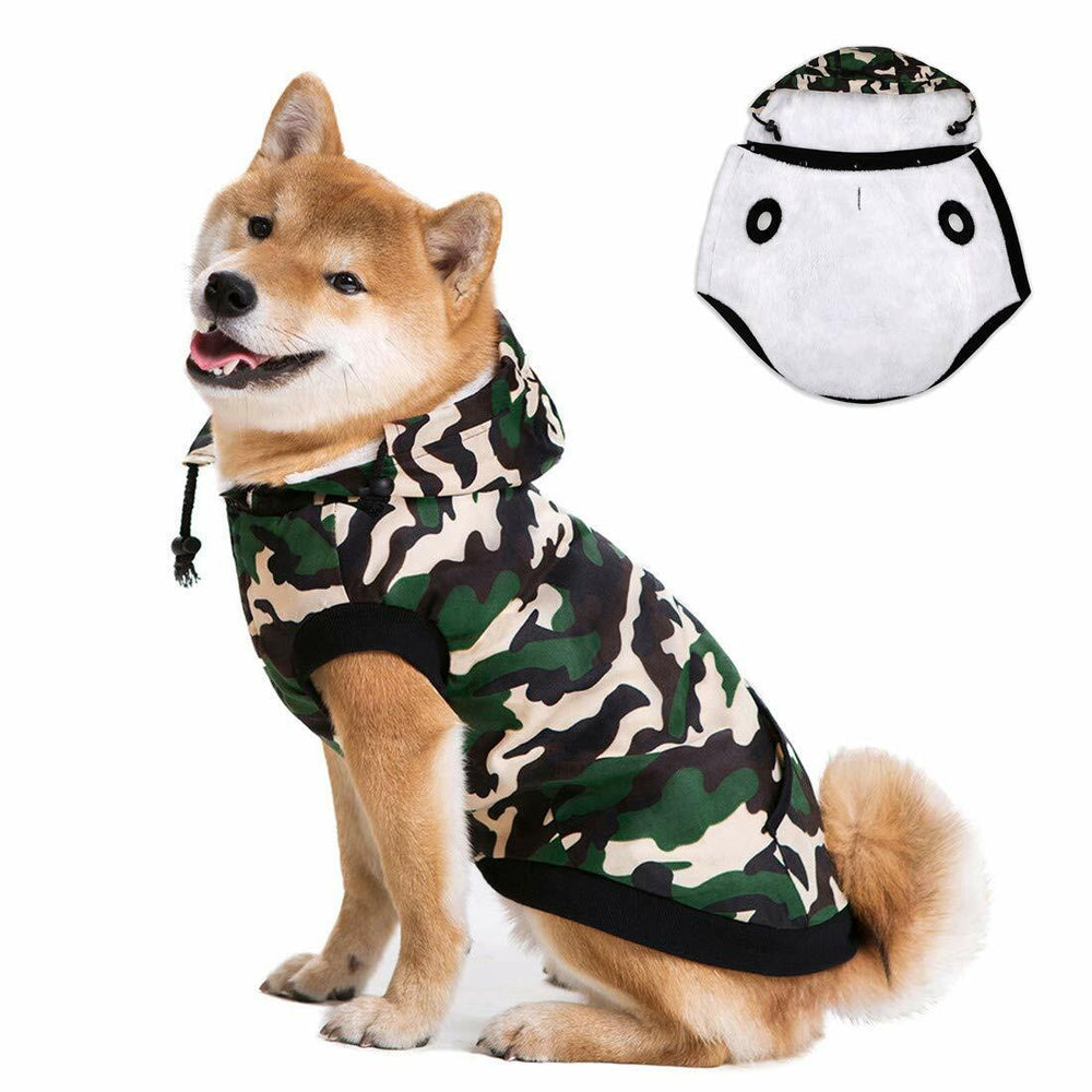 Miaododo Windproof Fleece Lined Dog Jacket Camouflage Size