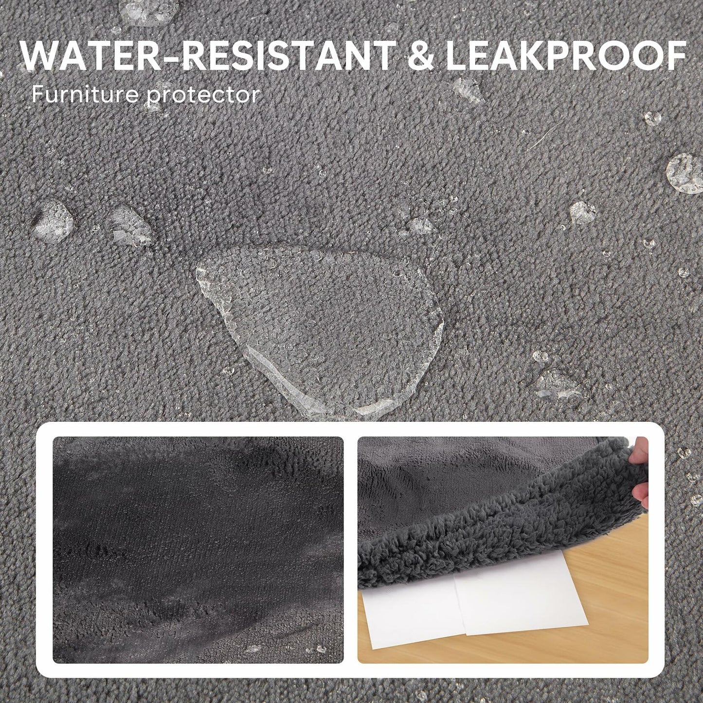 Waterproof Stuffed Dog Bed Cover Blanket Reversible Paw Print Grey 52x82