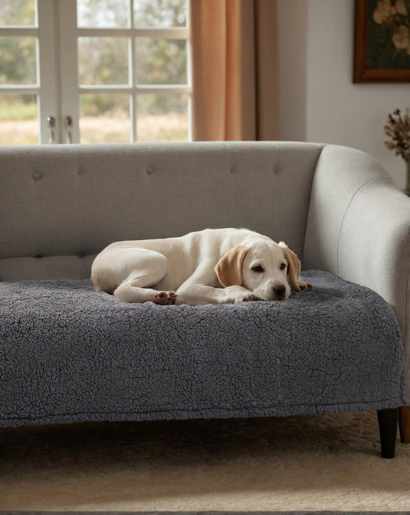 Waterproof Stuffed Dog Bed Cover Blanket Reversible Paw Print Grey 52x82 - Purrfect Pet Kingdom