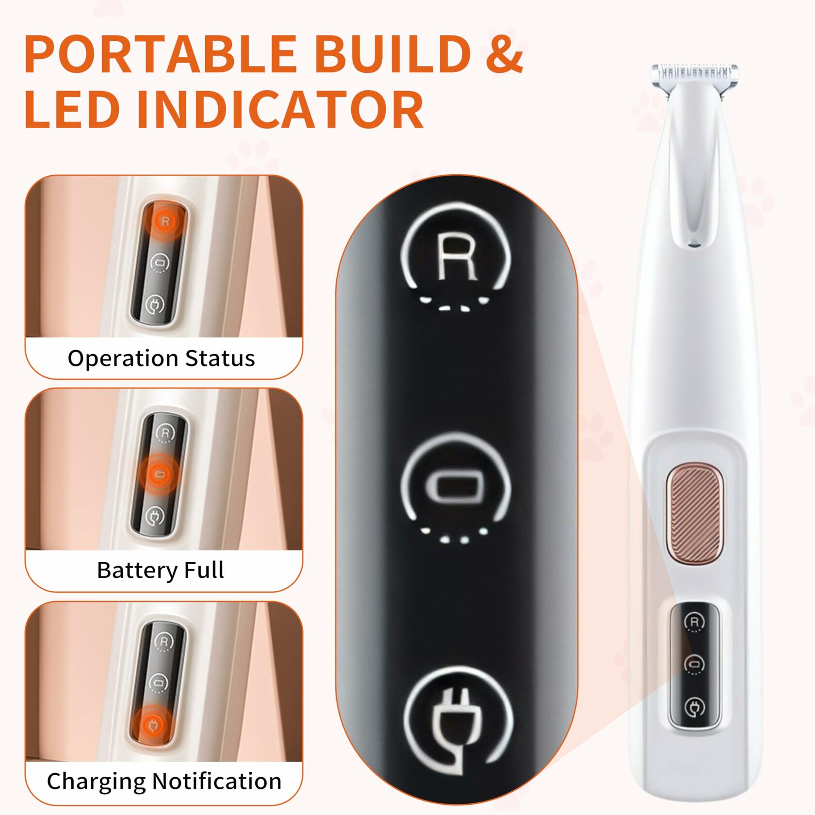 KZOCEM Pet Micro Precision Trimmer LED Light Rechargeable Waterproof Clippers - Purrfect Pet Kingdom