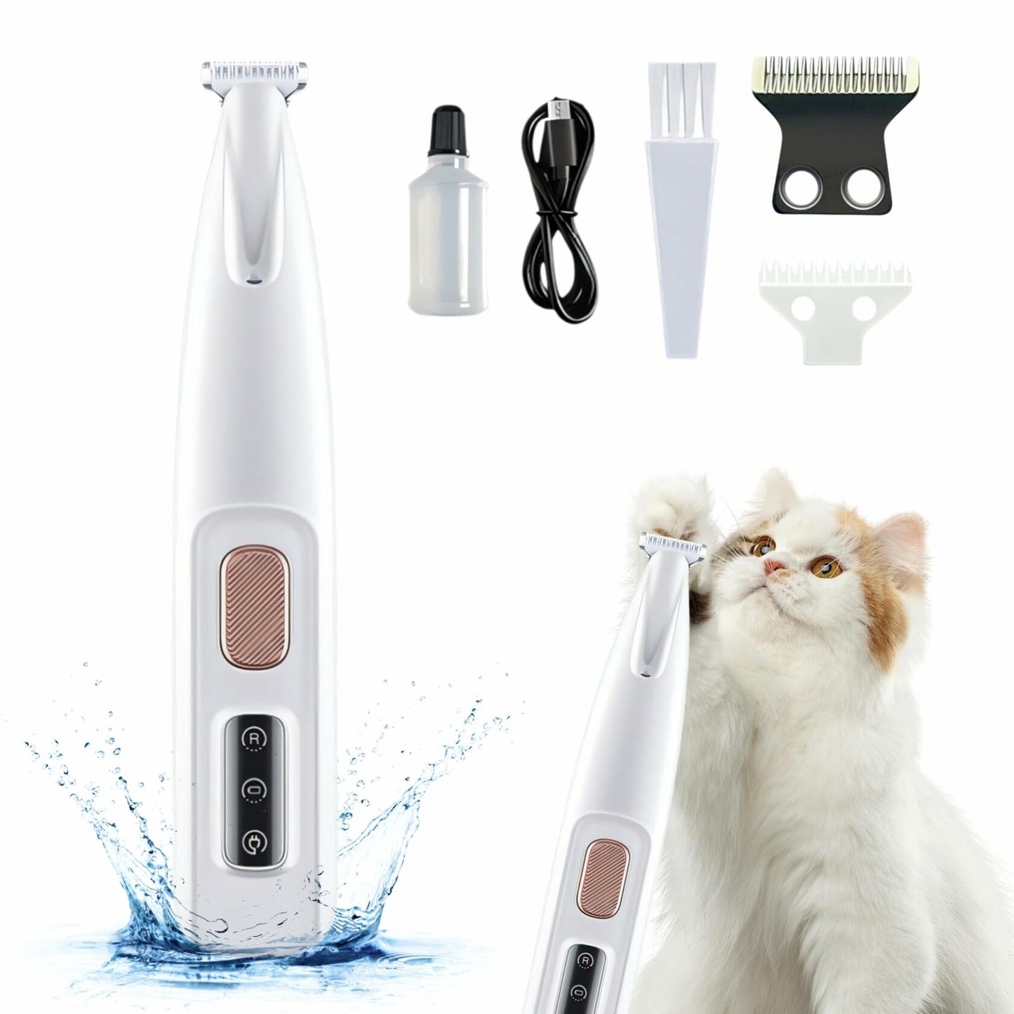 KZOCEM Pet Micro Precision Trimmer LED Light Rechargeable Waterproof Clippers - Purrfect Pet Kingdom