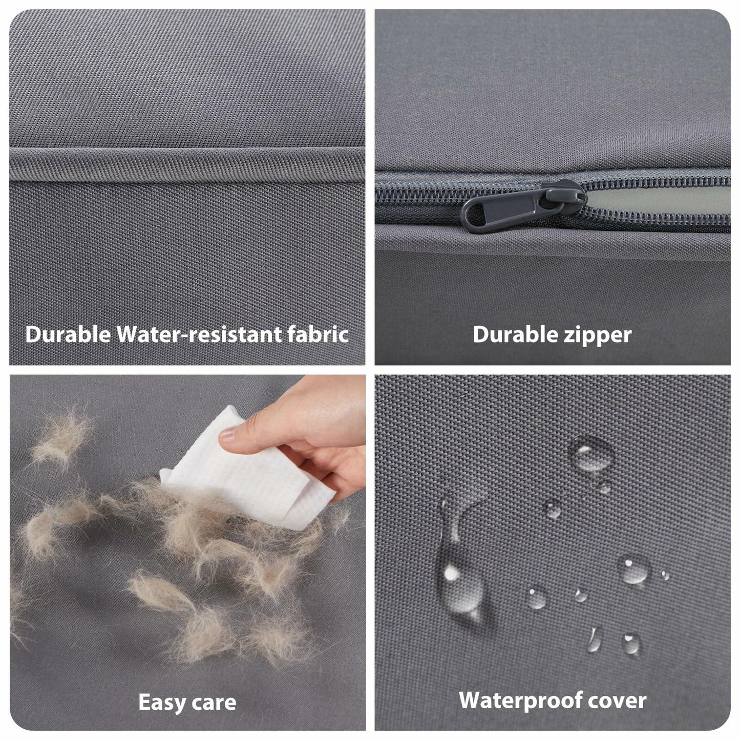 BFPETHOME Orthopedic Waterproof Dog Bed Grey 42x30in Large