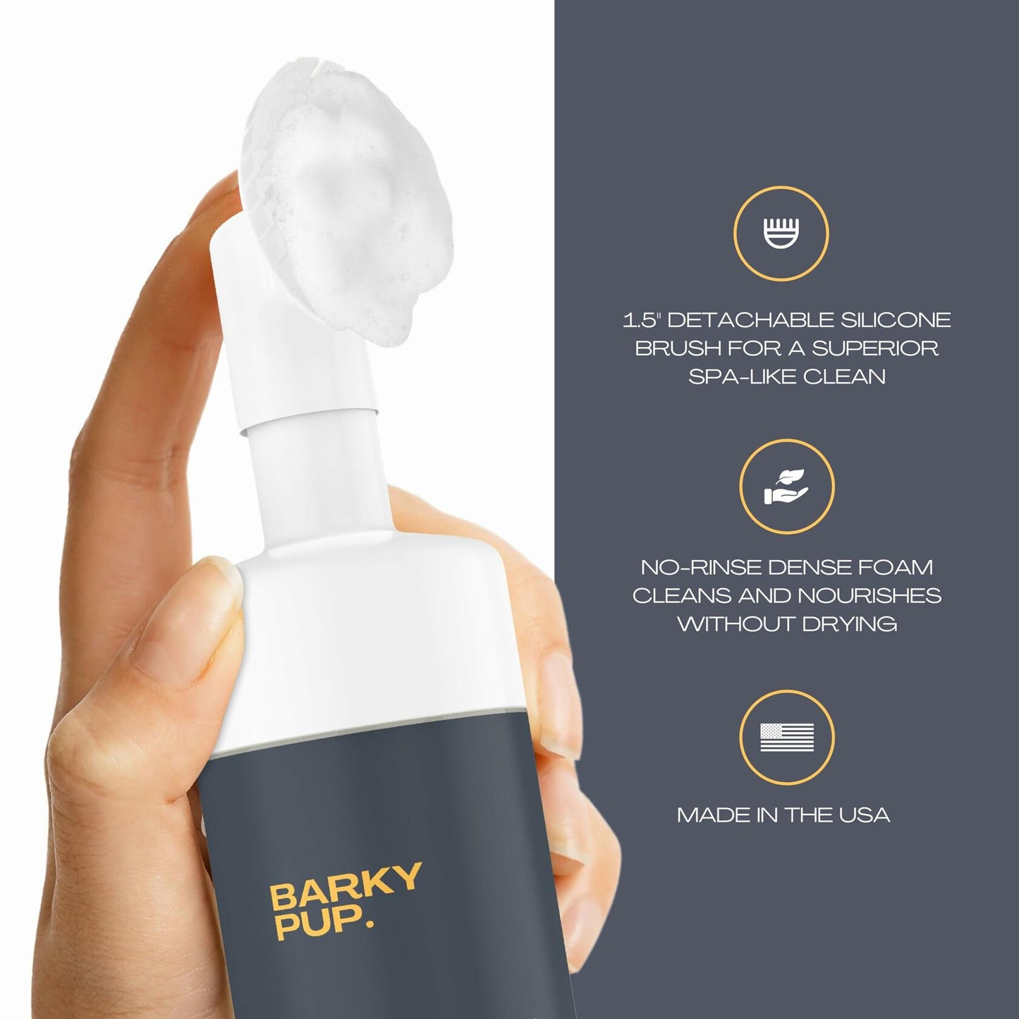 BARKY PUP Dog Paw Cleaner No-Rinse Foaming Dandelion 6.8 fl oz Made in USA