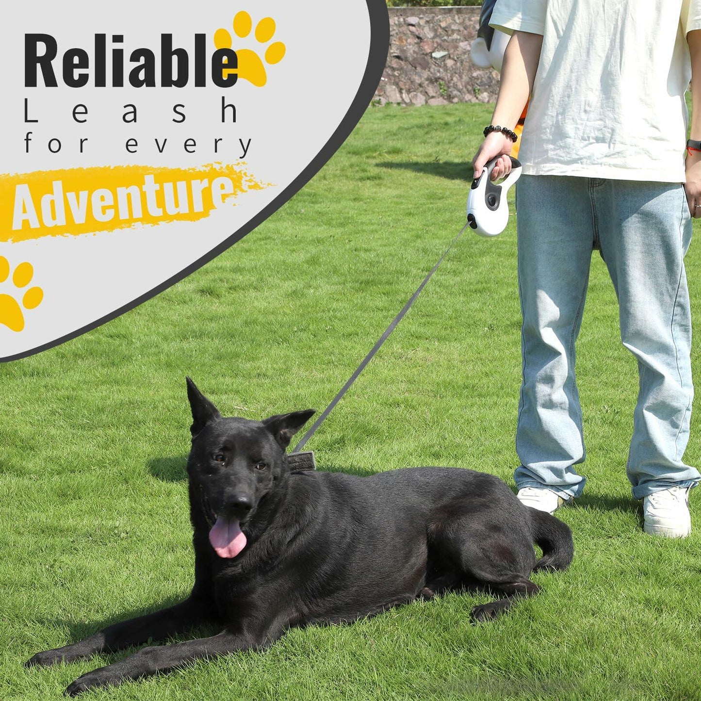 Retractable Dog Leash Heavy Duty 16ft Reflective Nylon Tape Orange 88lbs