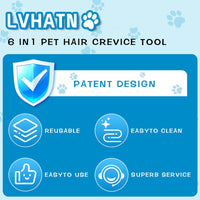 LVHATN 6IN1 Pet Hair Remover Tool for Car Rug Couch Furniture 8.27in
