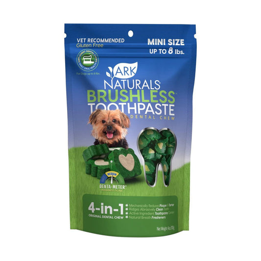 BestBy07/25 Ark Naturals Brushless Toothpaste Dog Dental Chews Mini 4oz 1 Pack - Deal US