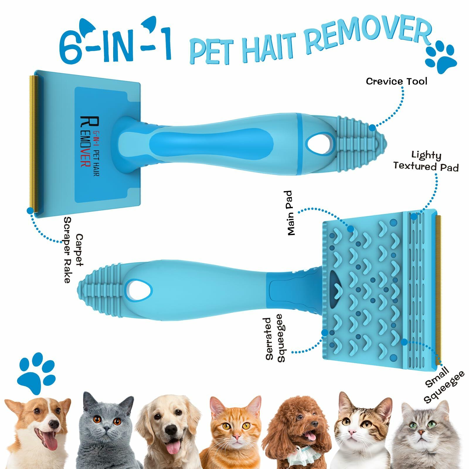 LVHATN 6IN1 Pet Hair Remover Tool for Car Rug Couch Furniture 8.27in - Lint/Hair Remover - Deal US