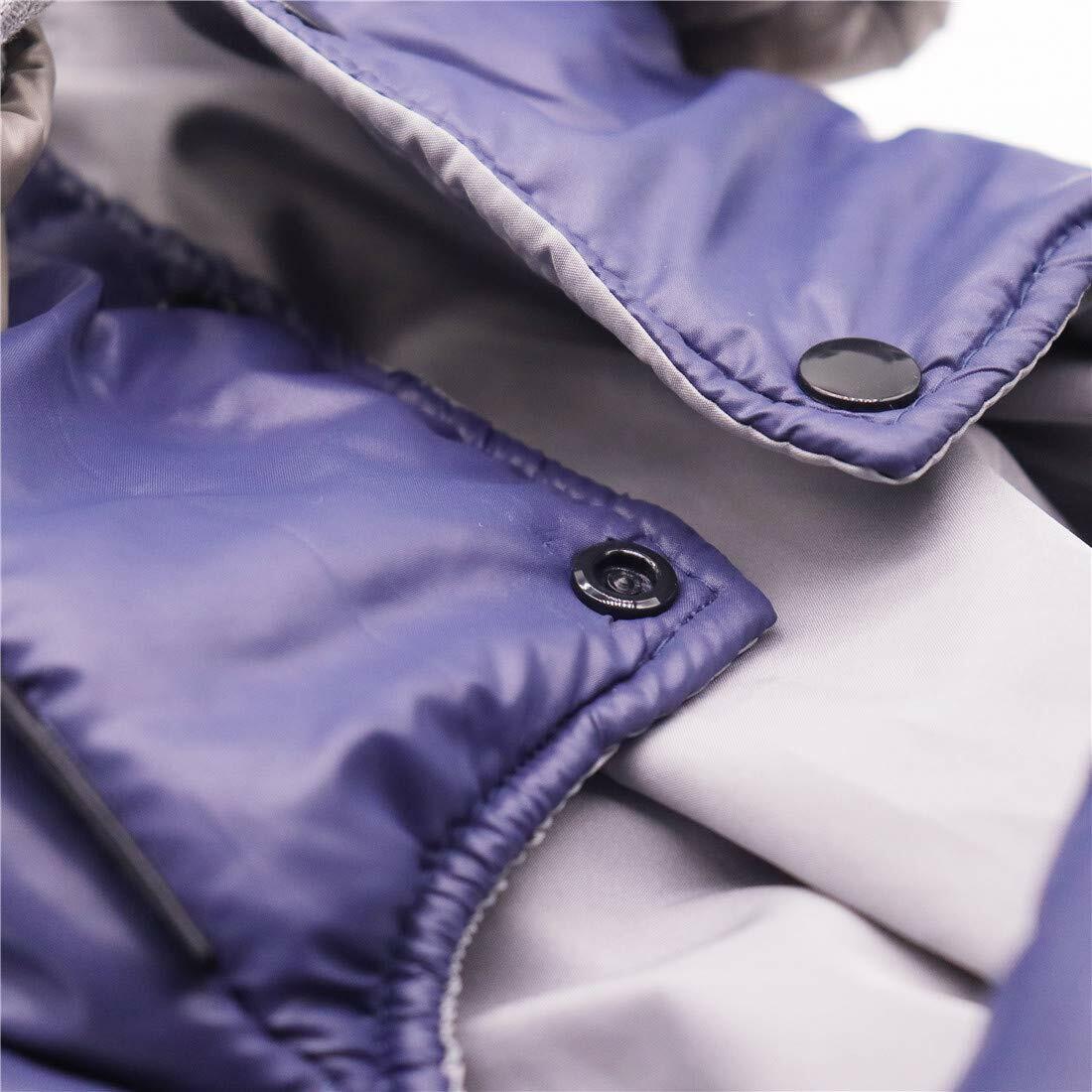 Miaododo Winter Dog Coat Windproof Cotton-Padded High Collar Light Blue Size 2XL