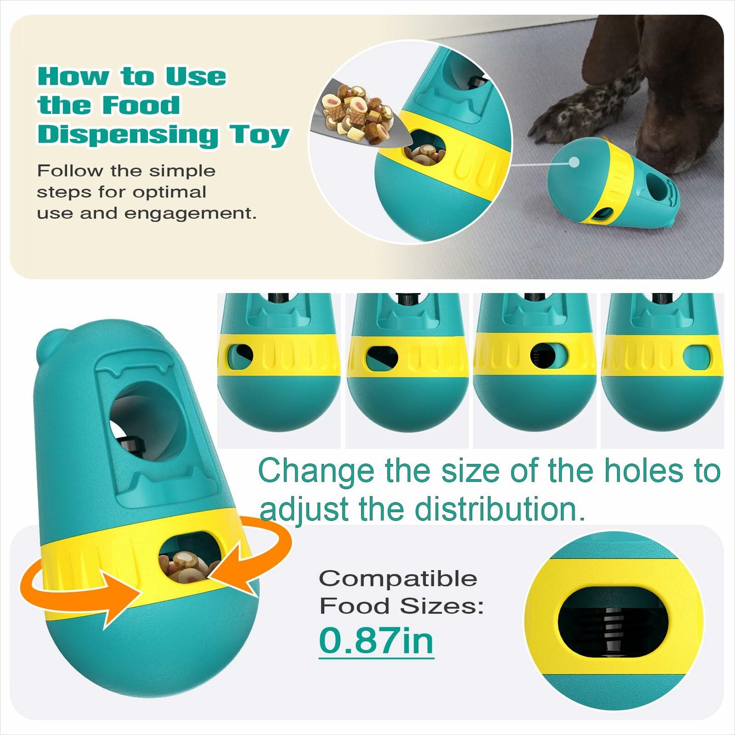Dog Puzzles Feeder Interactive Toy Adjustable Treat Dispenser Green