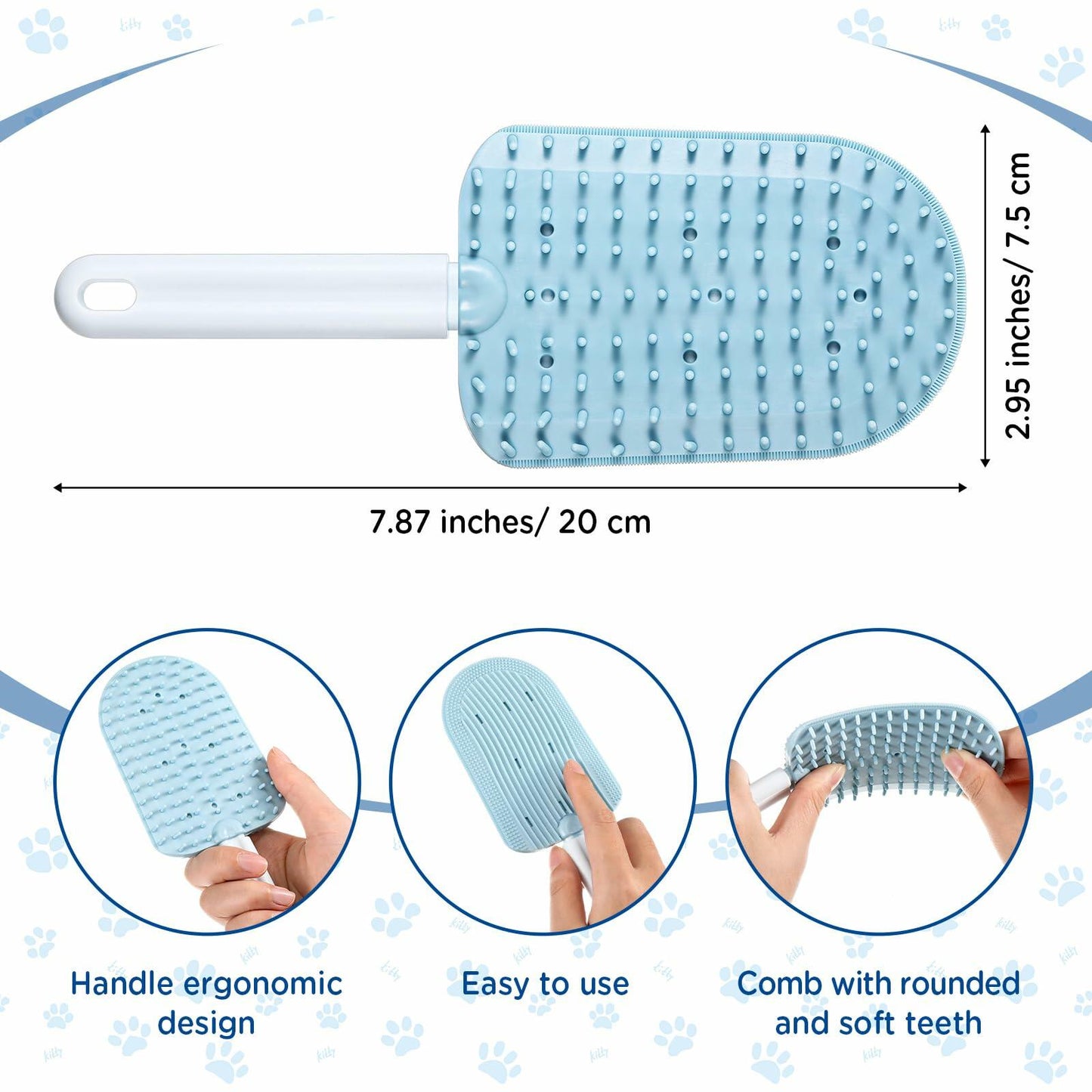 Baderke 3 Pcs Cat Tongue Comb Silicone Brush Kit Soft Massage Red