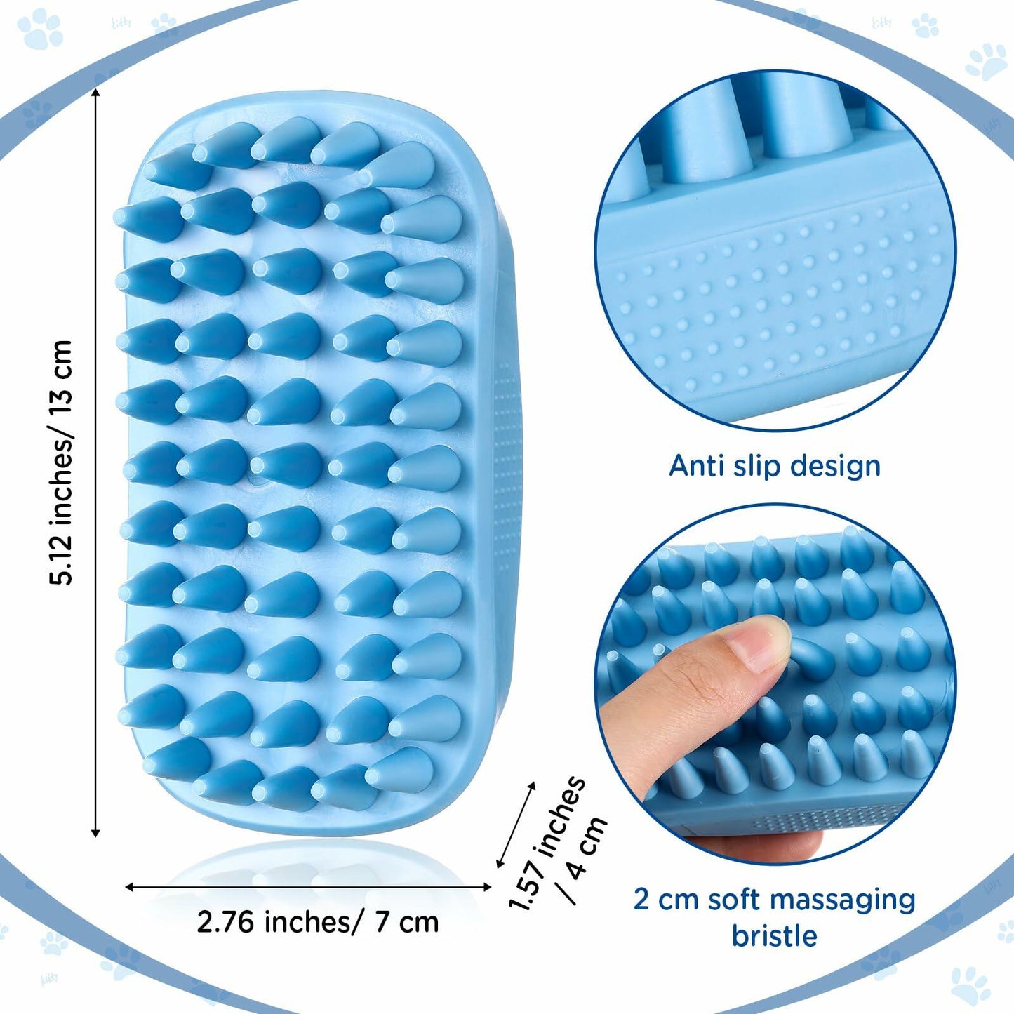 Baderke 3 Pcs Cat Tongue Comb Silicone Brush Kit Soft Massage Red