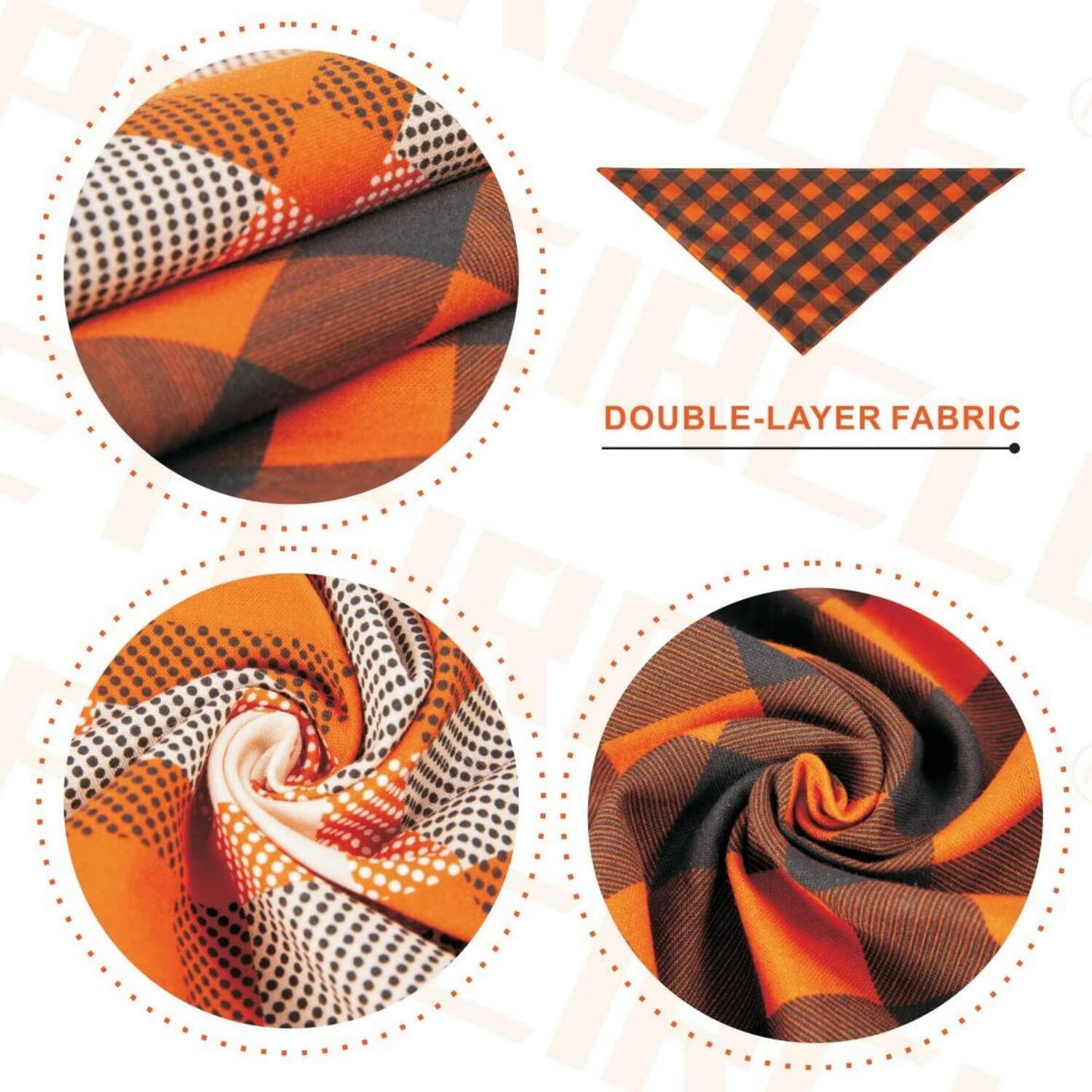 2 Pack Fall Dog Bandanas – Birthday Pet Scarf for Dogs & Cats, Orange L