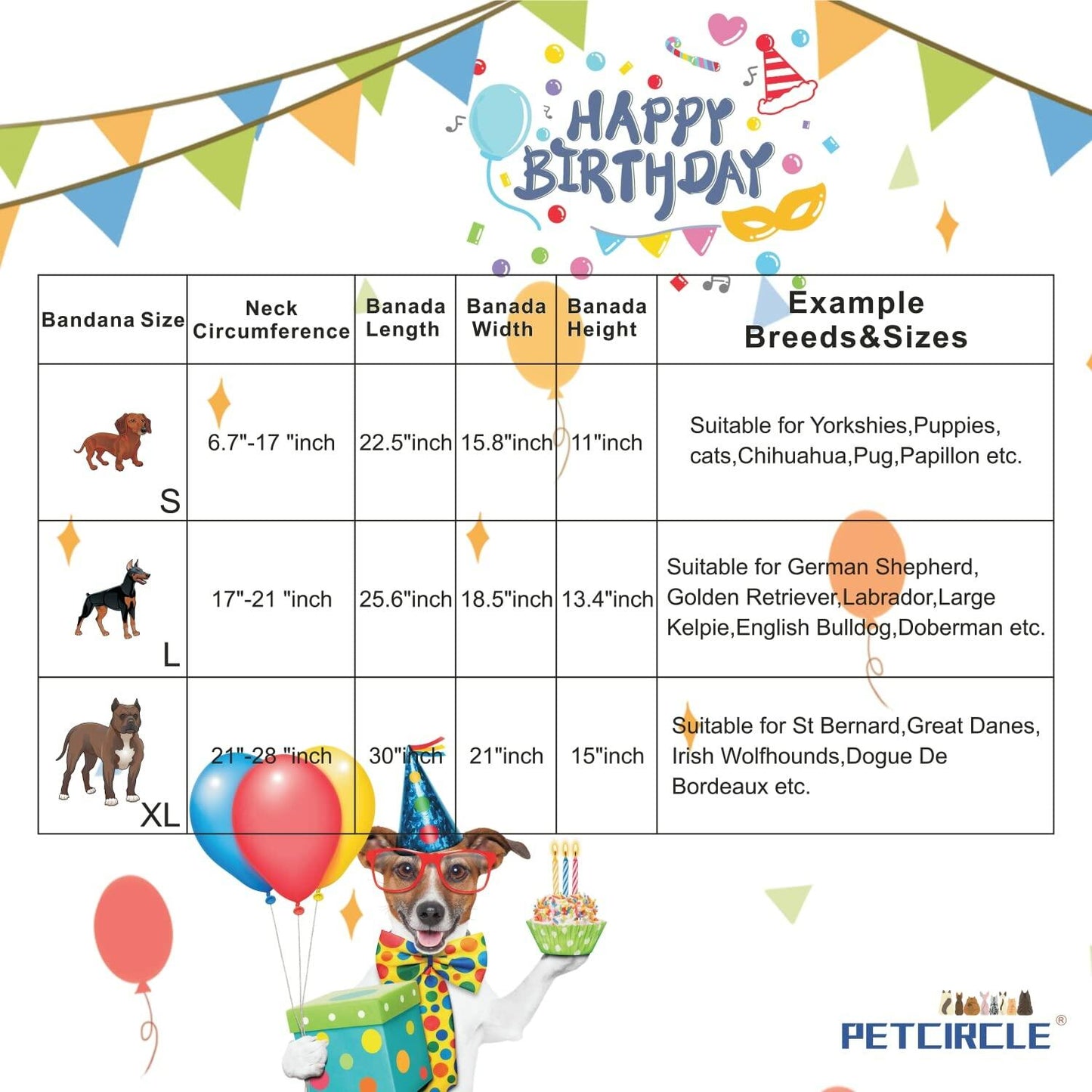 2 Pack Dog Bandanas – White Cute Birthday Pet Scarf for Dogs & Cats, XL