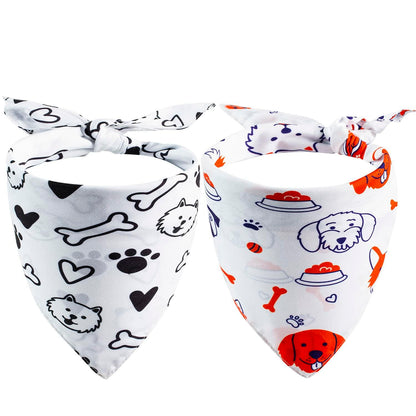 2 Pack Dog Bandanas – White Cute Birthday Pet Scarf for Dogs