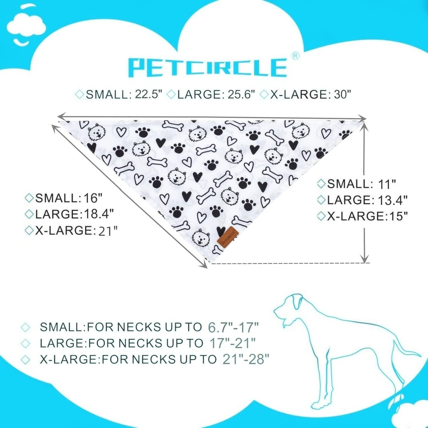 2 Pack Dog Bandanas – White Cute Birthday Pet Scarf for Dogs & Cats, XL