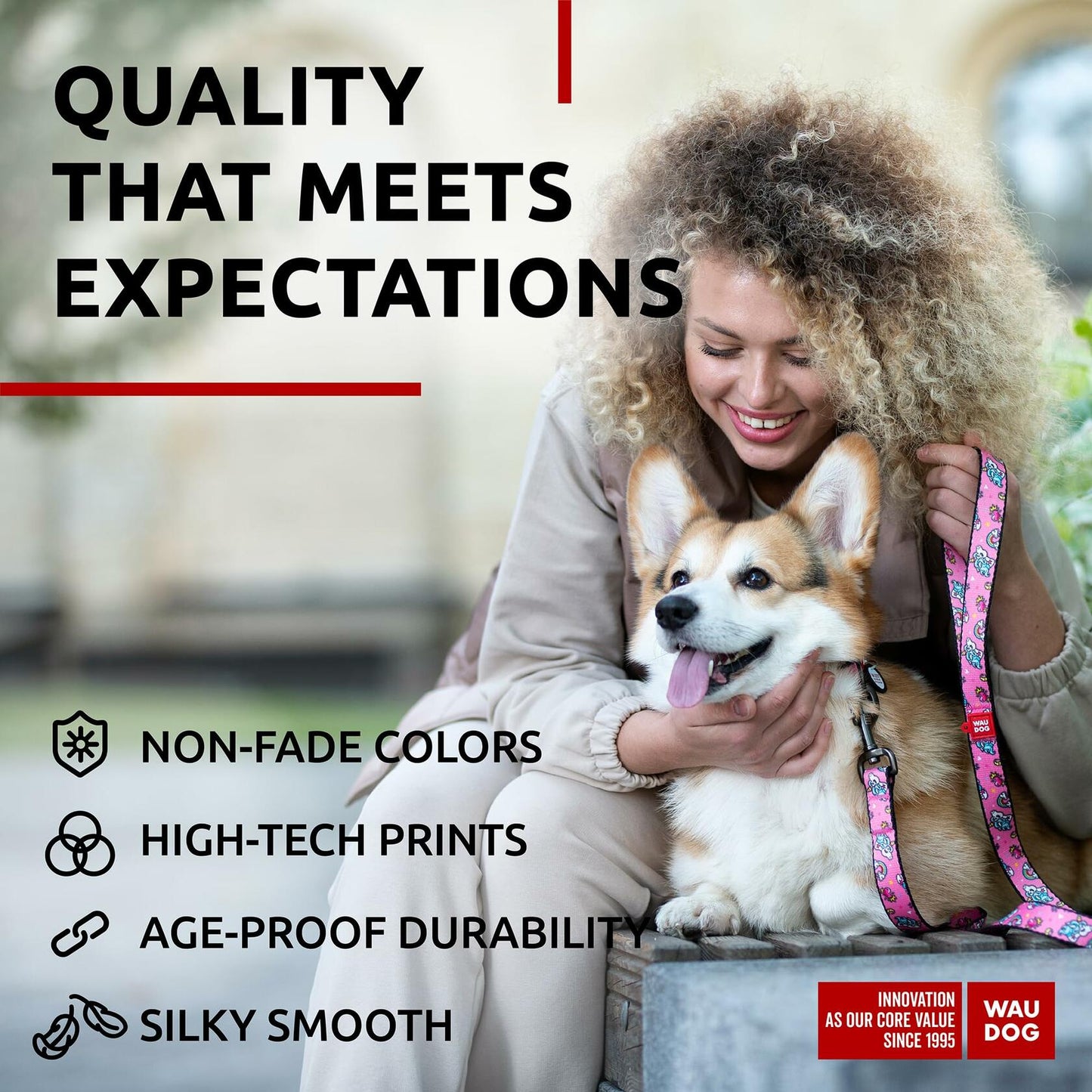 WAUDOG Nylon Dog Leash Heavy Duty 4 Ft for Small & Medium Dogs