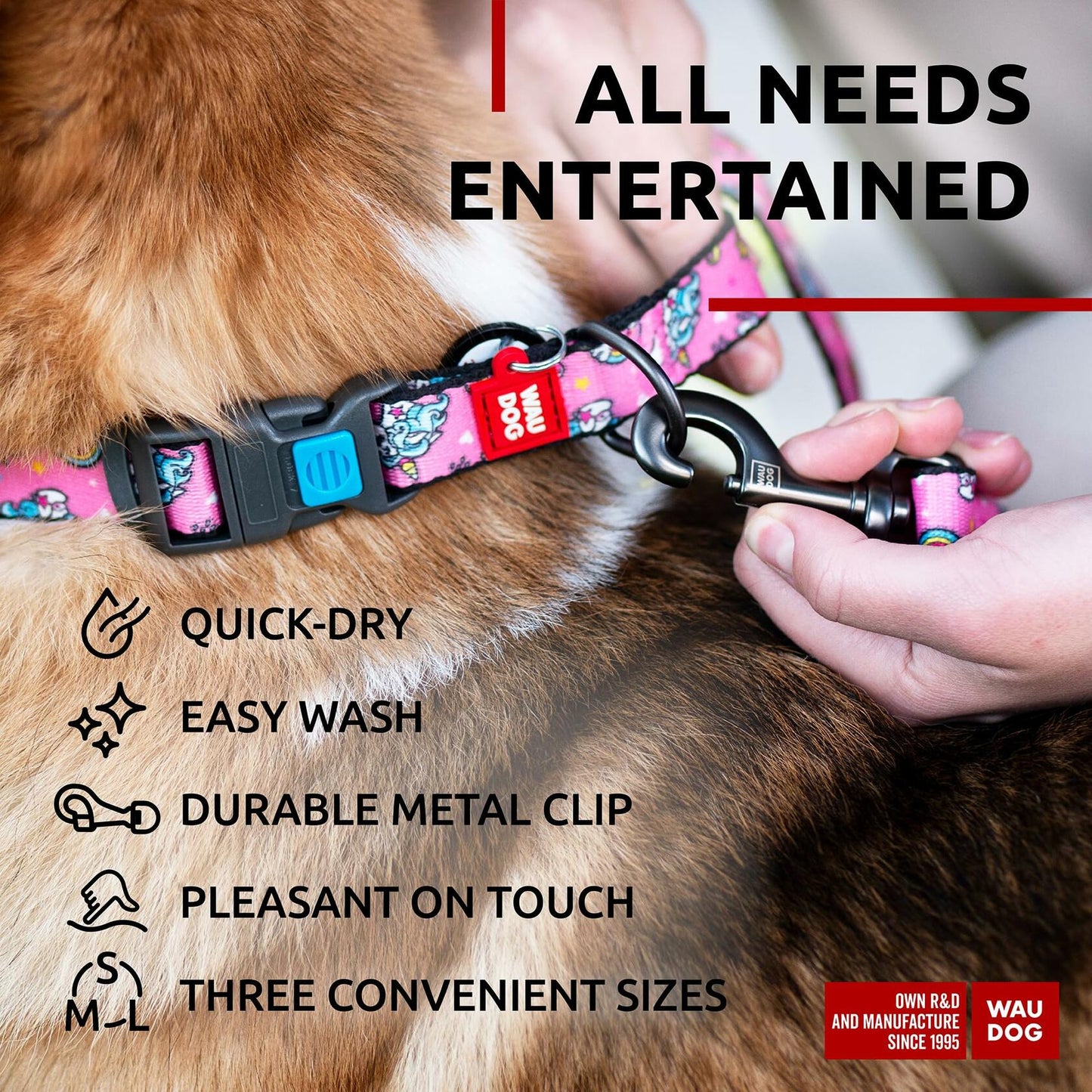 WAUDOG Nylon Dog Leash Heavy Duty 4 Ft for Small & Medium Dogs