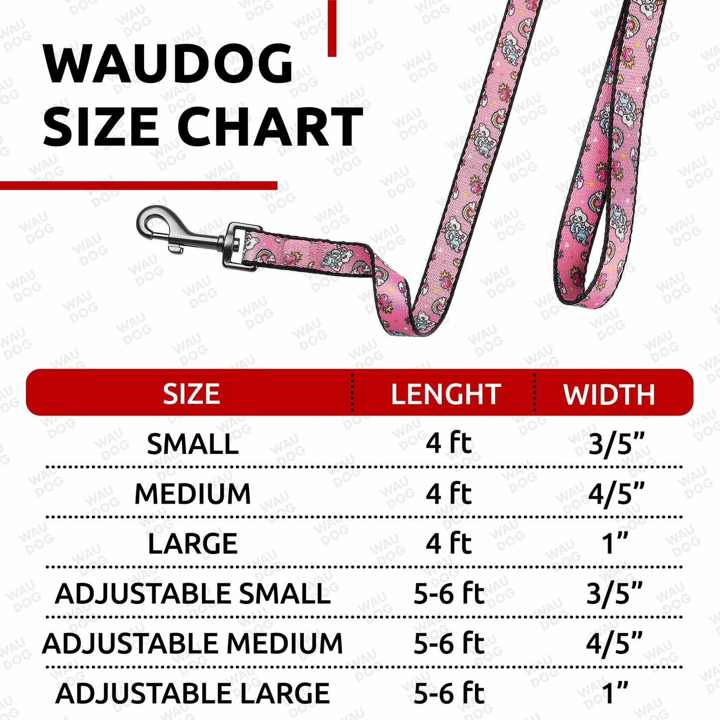 WAUDOG Nylon Dog Leash Heavy Duty 4 Ft for Small & Medium Dogs