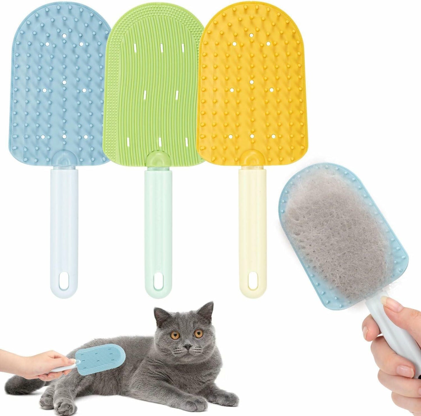 Cat Tongue Comb 2PCS Cat Grooming Brush Long Haired Cats Ice Cream Design