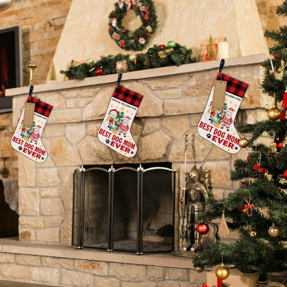 Best Dog Mom Ever Christmas Stocking Holiday Decoration 18x12 Inch - Stockings & Hangers - Deal US