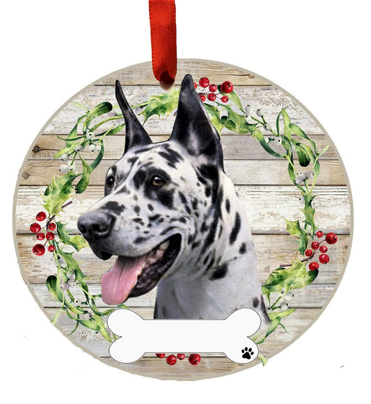 E&S Imports Harlequin Ceramic Dog Ornament Glazed Finish Christmas Decor