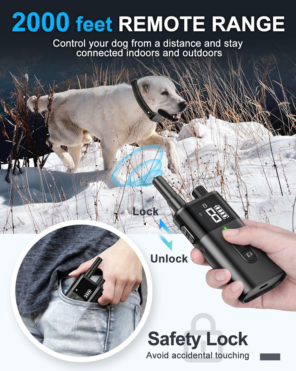 No Shock Dog Training Collar Remote Vibrate Safe Lock Waterproof Black