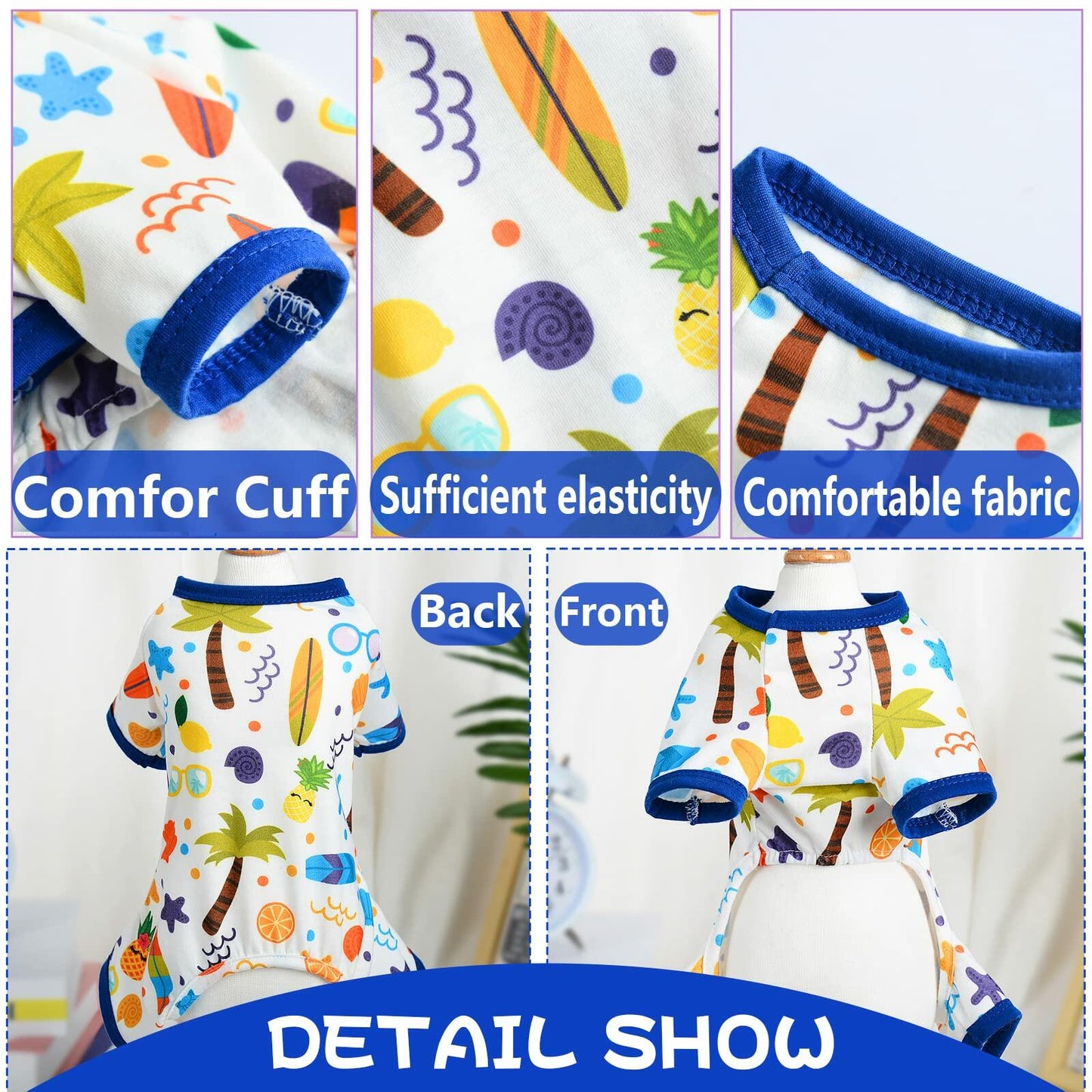 Dog Pajamas Small Chihuahua Yorkie Teacup Puppy Pjs Soft Pet Clothes Size 2XL