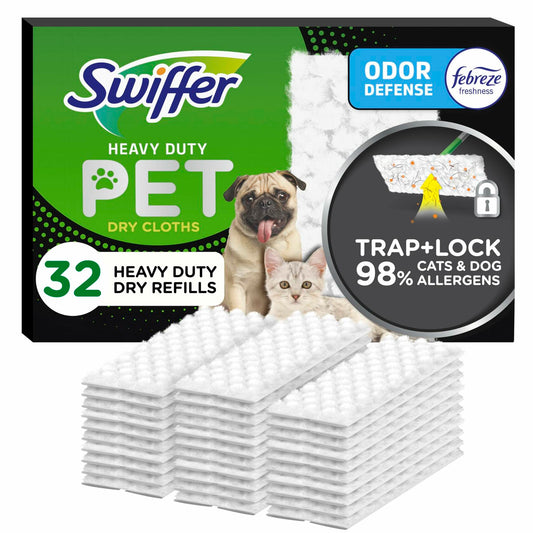 [Acceptable] Swiffer Sweeper Pet Heavy Duty Dry Cloth Refills Febreze 32 Count