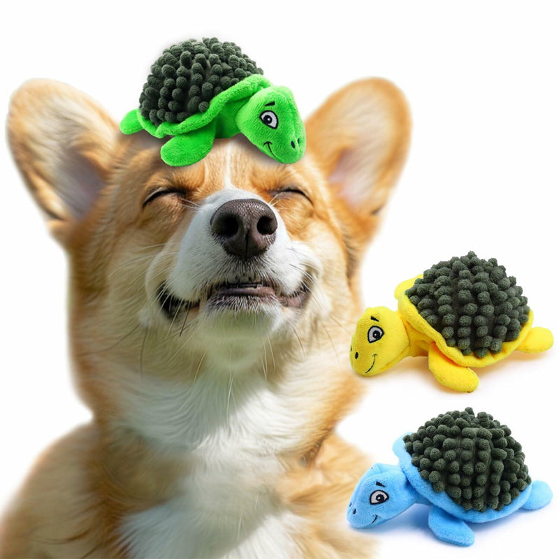 [Like New] Aqezd Turtle Small Dog Squeaky Toy with Ball 2-in-1 Plush Rubber Core