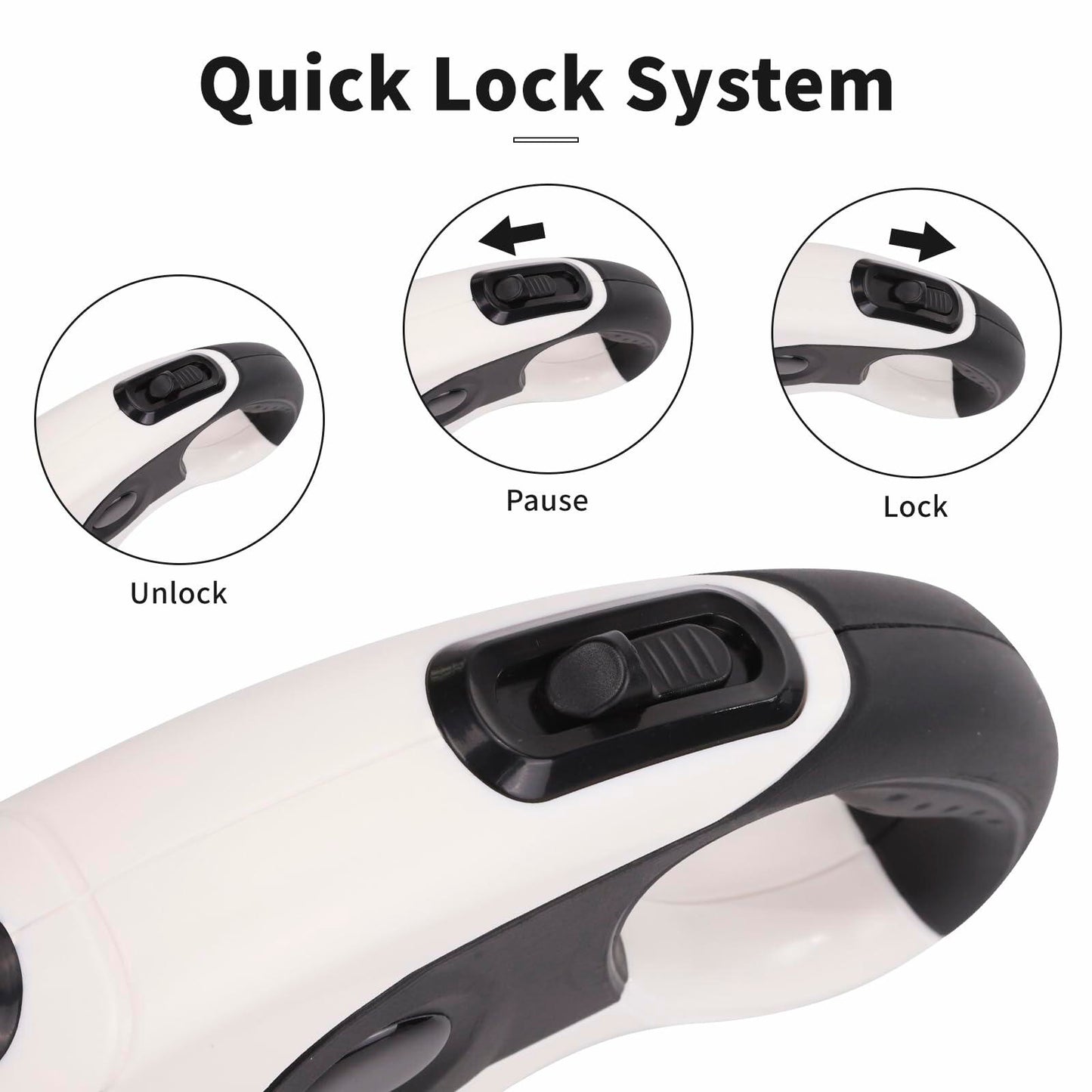 Retractable Dog Leash 16ft Heavy Duty Reflective Nylon Tape White Grip