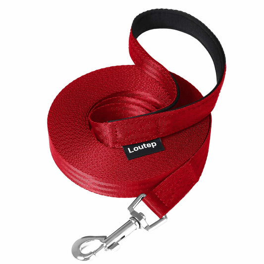 Loutep Dog Training Leash Nylon Padded Handle 15ft 20ft 30ft 50ft 100ft