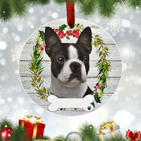 E&S Pets Boston Terrier Ceramic Round Ornament DIY Personalizable Glazed