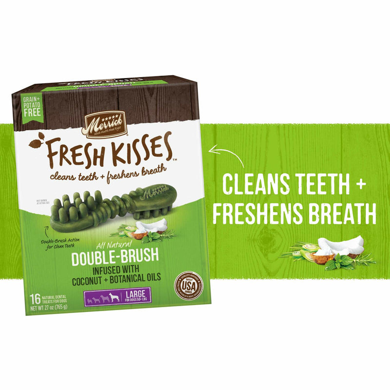 [Like_new] BestBy06/25 Merrick Fresh Kisses Dental Chews Large Dogs 50+ lbs Coconut 16 ct - Purrfect Pet Kingdom
