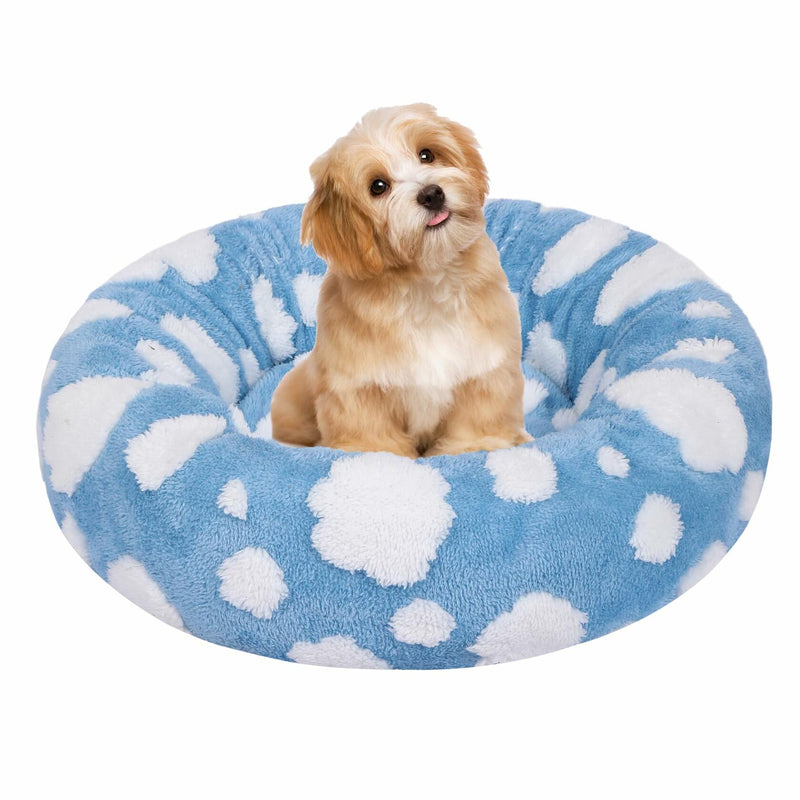 Calming Donut Dog & Cat Bed Small Fluffy Round Washable Gray Non-slip - Purrfect Pet Kingdom