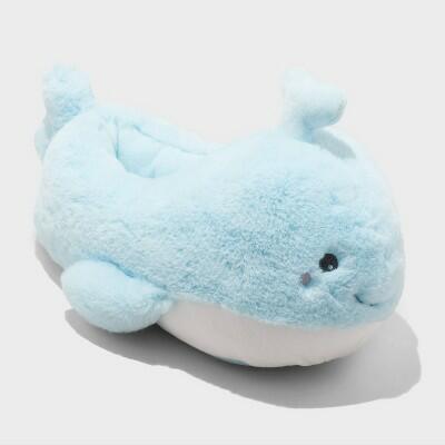 Cat & Jack Kids Whale Character Slippers Blue Size 6-7