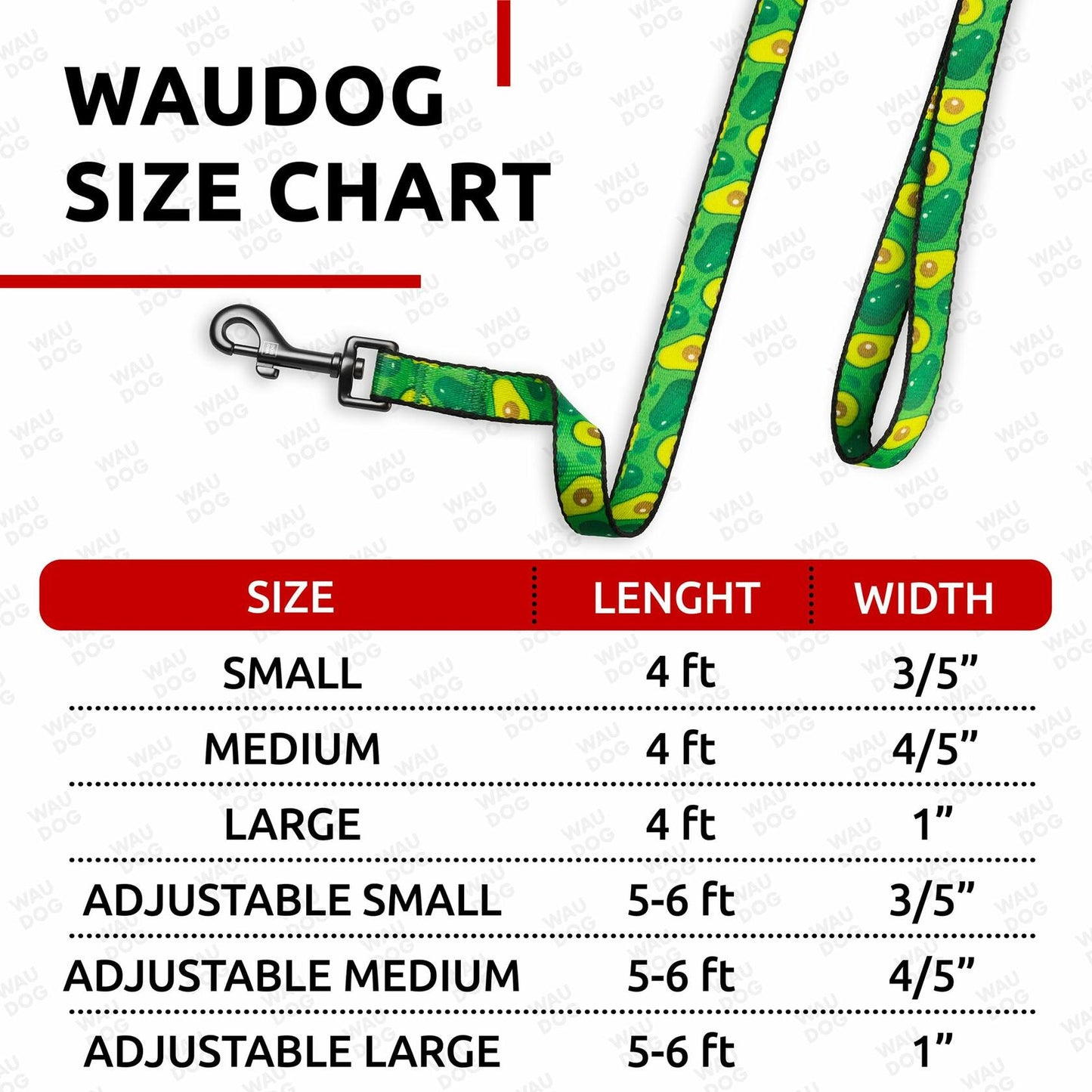WAUDOG Nylon Dog Leash Heavy Duty 4 Ft for Small Medium Large Dogs