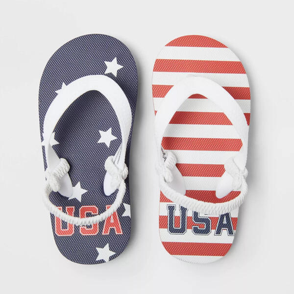 Cat & Jack Toddler Adrian Americana USA Flip Flops Red/White/Blue Size 9/10