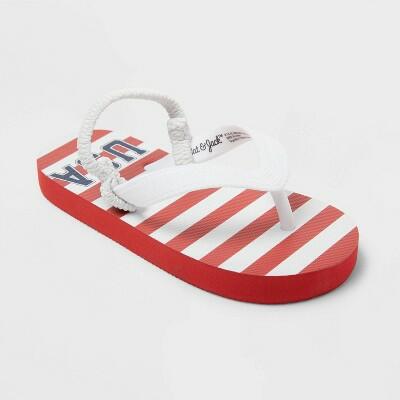 Cat & Jack Toddler Adrian Americana USA Flip Flops Red White Blue Size XL