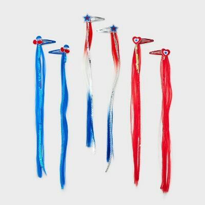 Cat & Jack Girls 6pk 4th of July Hair Clips Blue White Red Size One Size