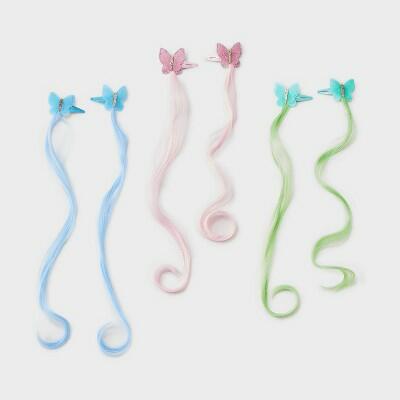 Cat & Jack Girls Butterfly Hair Clip Set 6pk Solid Pattern All Hair Types