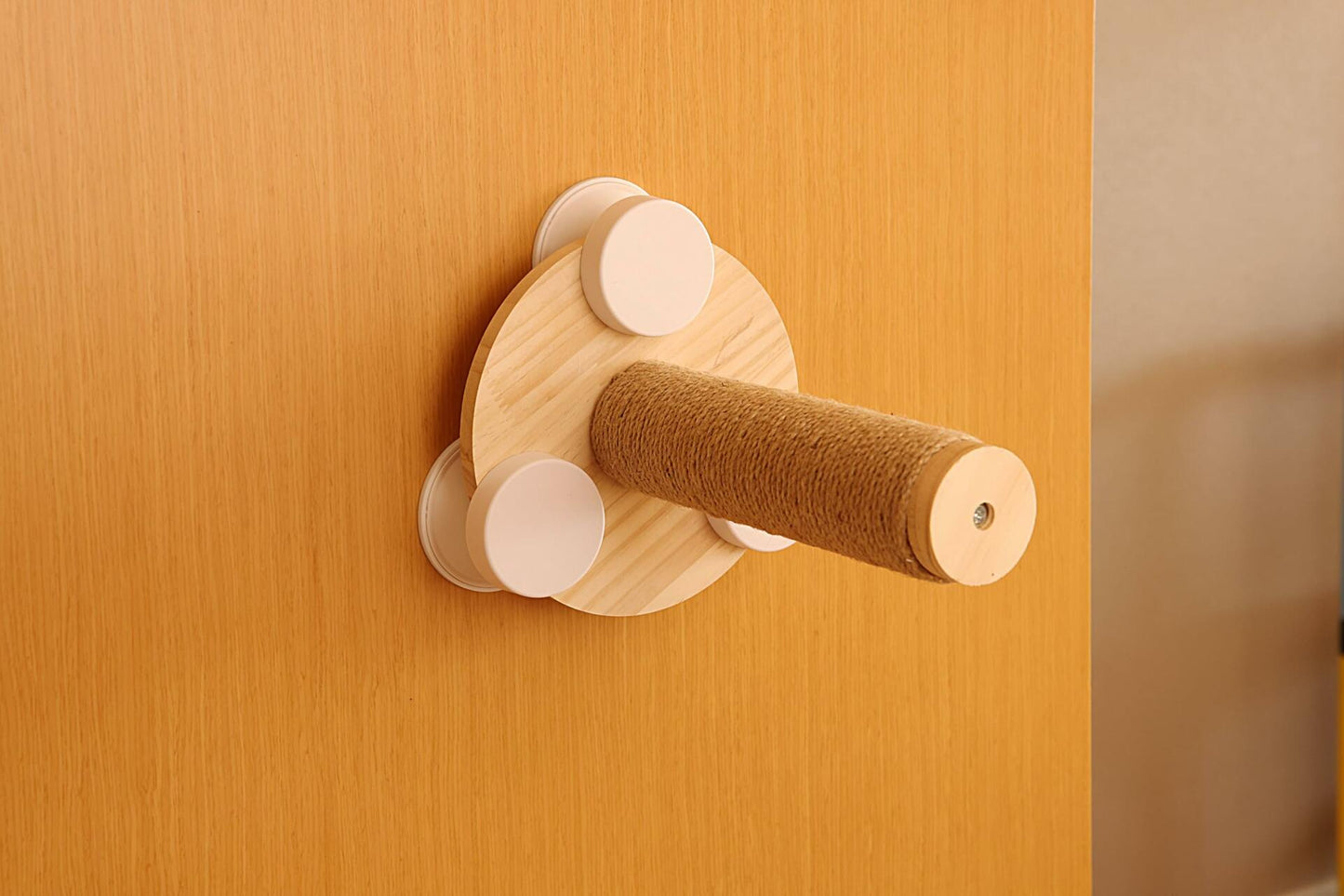 Pialouge Wooden Cat Stairs with Suction Cups 3-Level Log Color Ladder