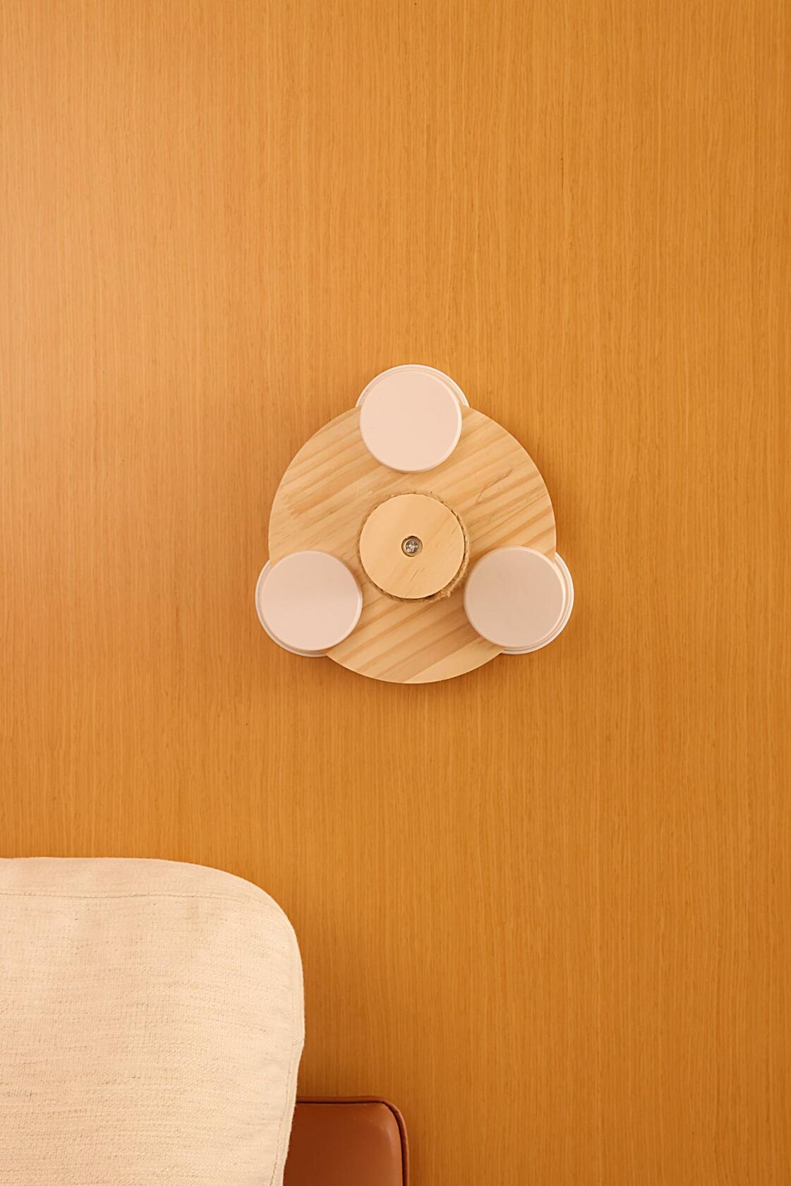 Pialouge Wooden Cat Stairs with Suction Cups 3-Level Log Color Ladder