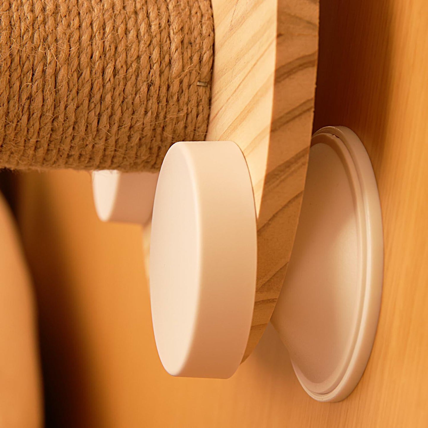 Pialouge Wooden Cat Stairs with Suction Cups 3-Level Log Color Ladder