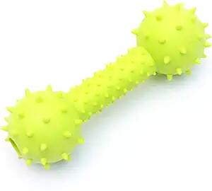 Dog Chew Toy Dumbbell Durable Rubber Lime Green